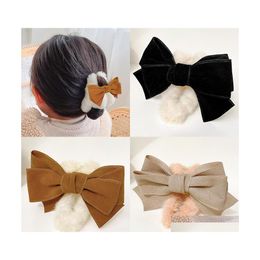 Hair Clips Barrettes Large Bow Back Head Plush Dish Female Autumn Winter Headdress Clip Shark 82 E3 Drop Delivery Jewelry Dhswy