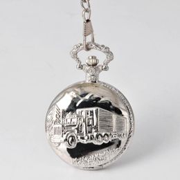 Pocket Watches Trend Classic Accessories Ornaments Silver Big Truck Watch Vintage With Necklace