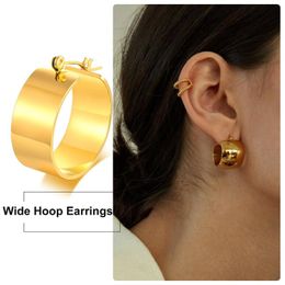 Hoop Earrings & Huggie 10mm Wide Large For Women Stainless Steel Good Filled Hoops Cartilage Huggies Piercing Lightweight EarringsHoop