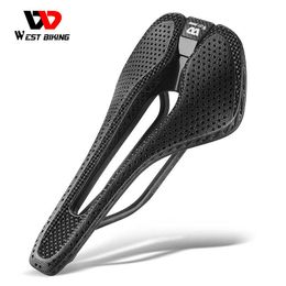 s WEST BIKING 3D Printed Ultralight Carbon Fiber Road Bike Parts Honeycomb Breathable Racing Seat Men Speed Saddle 0130