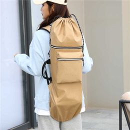 Outdoor Bags Waterproof Double Rocker Skateboard Backpack Land Surfboard Bag Longboard Carry Bags Accessories Nylon Travelling Handbag XA795D T230129