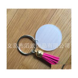 Key Rings Fashion Keyring 4Cm Blank Disc With 3Cm Suede Tassel Vinyl Keyrings Available Clear Acrylic Keychain Pendant 207 R2 Drop D Dhmed