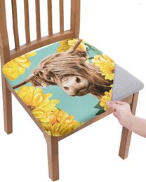 Chair Covers Sunflower Alpine Yak Funny Elasticity Cover Office Computer Seat Protector Case Home Kitchen Dining Room Slipcovers