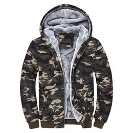 Men's Jackets Winter Warm Mens Fleece Hoodies Camo Parka Male Cardigan Zipper Casual Camouflage Thicke Baseball Coat Men Clothing 230130