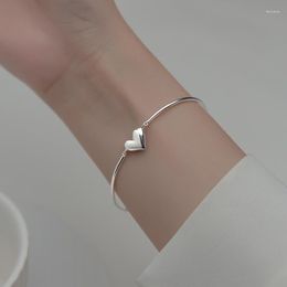 Link Bracelets Silver Colour Adjustable Chain Love Heart Charm Bangle For Women Girls Elegant Wedding Party Jewellery Sl462
