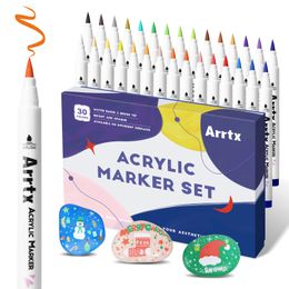 Markers Arrtx 30 Pastel Colours Acrylic Brush Marker Paint Pens Available On Rock Glass Canvas Metal Ceramic Mug Wood Plastic Set B 230130