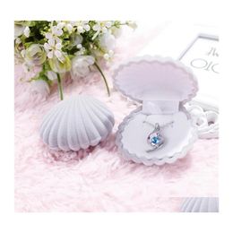 Jewellery Boxes 5 Colour Veet Shell Shape For Pendant Necklaces Women Luxury Wedding Engagement Gift Case Packaging Display 92 M2 Drop D Dhk8O