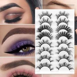 False Eyelashes 8 Pairs Mix Style Curling Wholesale 3D Faux Mink Lashes Fluffy Soft Eyelash Extension Make