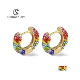 Stud High Quanlity Hoop Earrings Colorf Rhinestone Gold Plated Cartilage For Women Girls Hoops Fashion Jewellery Giftz Drop Delivery Dhwuc