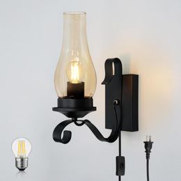 Wall Lamp HYMELA Vintage Kerosene LED Coffee Shop Hallway Sconce Retro Ambiance Light Home Decoration