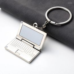 Keychains 1PC Creative Mini Metal Laptop Keychain Personality Simulation Notebook Computer Logo Name Telephone Number Keyring