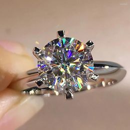 Cluster Rings 18K White Gold Women Ring Moissanite Diamonds 1 2 3 4 5 Round Classic Wedding Party Engagement Anniversary Trendy