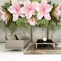 Wallpapers Custom 3D Wall Murals Modern Pink Flowers Wallpaper Living Room Wedding House Backdrop Cloth Waterproof Papel De Parede