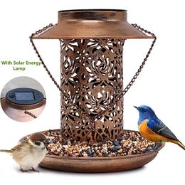 Other Bird Supplies Solar LED Feeder Iron Art Outdoor Light Antique Garden Decoration Lamp 230130