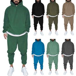 Men's Tracksuits Tracksuit Jogger Sportswear Casual Sweatershirts Sweatpants Streetwear Pullover Solid Colour Fleece Hoodies Sports Suit 230130