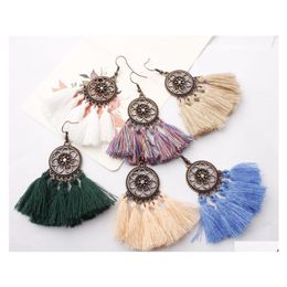 Dangle Chandelier Bohemian Style Tassel Earrings For Women Girls Handmade Vintage Gold Plated Flower Hoop Earing Fashion Jewellery G Dhjfy