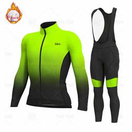Sets 2022 Men Winter Jersey Set Thermal Fleece Clothes MTB Bicycle Clothing Warm Mountain Bike Cycling Wear Triathlon Z230130