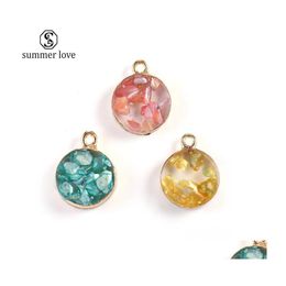 Charms Fashion Resin Crystal Circle Bead Faceted Shell Paper Jewelry Womens Accessories Necklace Earring Pendantsz Drop Delivery Fin Dhsyh