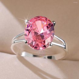 Wedding Rings Huitan Fashion Oval/Water Drop/Love Cubic Zirconia Pink Women Temperament Sweet Lady's Finger Accessories Jewellery