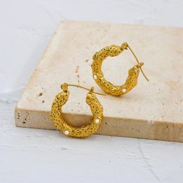 Hoop Earrings Chunky Luxury Pearl Filled Gold Plated Korean Fashion Jewellery Women's Earring Pendant Accessories YS213