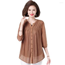 Women's Blouses High Quality Women Lace Crochet Casual Loose Blouse Femme Hollow Out Embroidery Shirt Chic Three Quarter Sleeve Blusas Tops