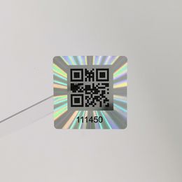 Adhesive Stickers 25x25mm 1000pcs Holographic QR Code Sticker void Tamper Evident Laser Security Label Unique numberCustomized 230130