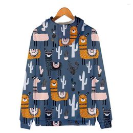 Men's Hoodies Trend Zipper Cross-border Factory Wholesale Cute Animal Alpaca Digital Color Printing Hooded Long Sleeve Leisure 100