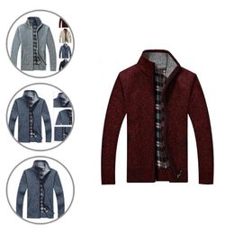 Men's Jackets Knitwear Loose Stand Collar Plush Cardigan Sweater Warm Winter For Daily WearMen's