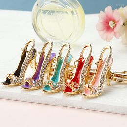 Keychains Fashion Rhinestone Heels Shape Alloy Keychain Creative Handbag Charms Pendant Car Keyring Key Chains Accessories Souvenir Gifts