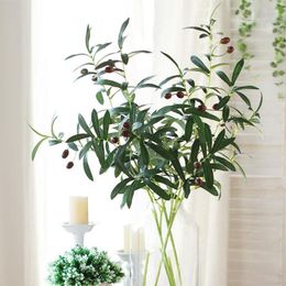 Decorative Flowers Single Branch Olives Bouquet Artificial Plant Simulation Green Lead DIY Wedding Home Party Christmas Decor Supplies