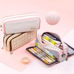 Pencil Bags Simple Largecapacity Stationery Box Japanese Korean Creative Multifunctional Canvas Multilayer 230130