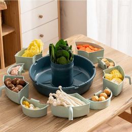 Plates Home Goods Nordic Rotatable Pot Vegetable Storage Box Double Grid Wash Basin Drain Basket Ingredients Fruit Tray