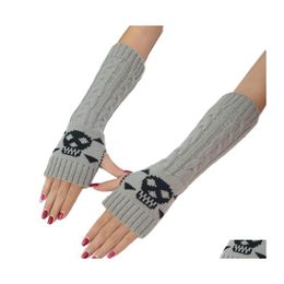 Party Favor Ups Women Winter Wrist Arm Warmer Skl Knitted Long Fingerless Gloves Mitten Halloween Womens Sleeve Drop Delivery Home G Dhr9G