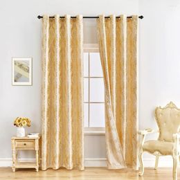 Curtain Jacquard Luxury Gold Curtains Drapes Window For Living Room Bedroom Door Divider