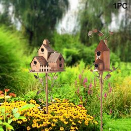 Bird Cages Home Metal Feeder Outdoor Garden Decor Lawn With Stakes House Durable 230130