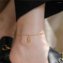 Anklets Gold Colour Plated Titanium Steel Bar Chain For Women Summer Beach Barefoot Sandals Bracelet Ankle Boho Jewellery