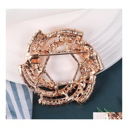 Pins Brooches Trendy Rhinestone Flower For Women Bride Scarf Clip Sweater Brooch Coat Dress Wedding Elegant Bridal Jewellery Drop Deli Dhctf