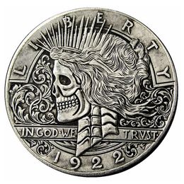 Hobo Coins USA Peace Dollar Hand Carved Skull Zombie Skeleton Copy Coins Metal Crafts Special Gifts #0041