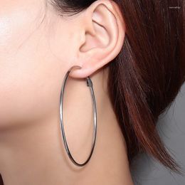 Hoop Earrings LOOKER Different Size Women's Stainless Steel 2mm Big Silver Colour Line
