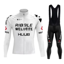 Cycling Jersey Sets White HUUB Set Ribble Weldtite Clothing Autumn Men Road Bike Shirt Bicycle Tights MTB Maillot Culotte 230130