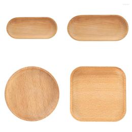 Plates Beech Wood Plate Tray Dish Dessert Sushi Snack Fruit Buffet Children Tableware Decorative Solid Oval Natural Living Round