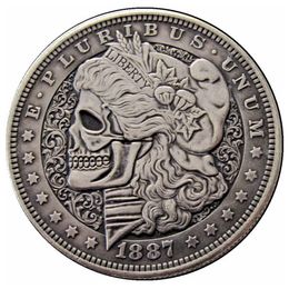 Hobo Coins USA Morgan Dollar Skull Zombie Skeleton Hand Carved Copy Coins Metal Crafts Special Gifts #0008