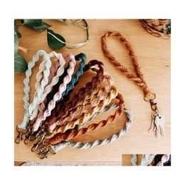 Keychains Lanyards Boho Bag Accessories Rame Wristlet Wrist Lanyard Strap Keyring Bracelet Assorted Colour Rames Braided Key Fob 44 Dhcmn