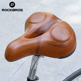 s ROCKBROS Hollow Bicycle Men Women MTB Road Saddle Shock Absorbing Comfortable Big Butt Bike Seat Safety Warning 0130