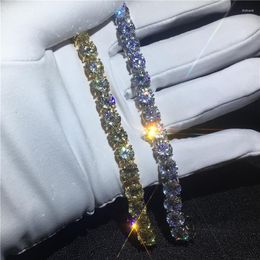 Link Bracelets Luxury Micro Pave Cz White Gold Filled Silver Colors CHain Party Wedding Bracelet For Women Men Handmade Jewelry