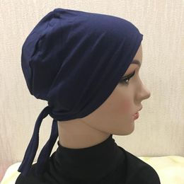 Berets 25 Colors Inner Hijab Cap Muslim Turban Islam Underscarf Under Strap Bonnet Soft Jersey Stretch HIjabs Tube Turbante Mujer Hat