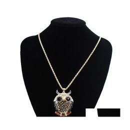 Pendant Necklaces Brand Charms Vintage Crystal Cubic Zircon Diamond Fine Jewellery Owl Drop Delivery Pendants Dh71Z