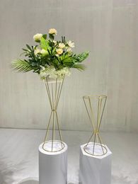 Party Decoration 70CM/50CM Flower Vases Bright Gold/ White Stands Metal Road Lead Wedding Centrepiece Flowers Rack For Event Decorat