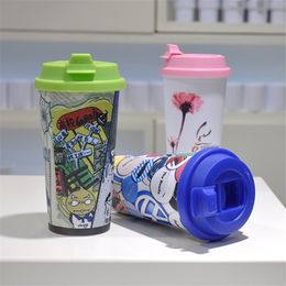 Wholesale 15oz Plastic Sublimation White Tumblers With Lids Heat Transfer Water Bottles DIY 450ml Double Insulated Cups Drinking Milk Mugs A12