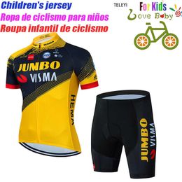 Sets 2022 Kids Jumbo Visma Jersey TDF Set Slovenia Belgium Boys Girl Cycling Clothing Children Road Bike Shirt Suit Z230130